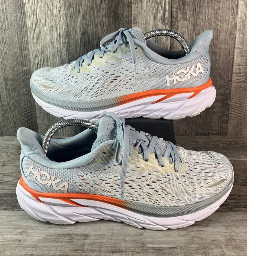 Hoka Clifton 8 Womens Running Shoes 9B Blue Orange 1119394-BFPA